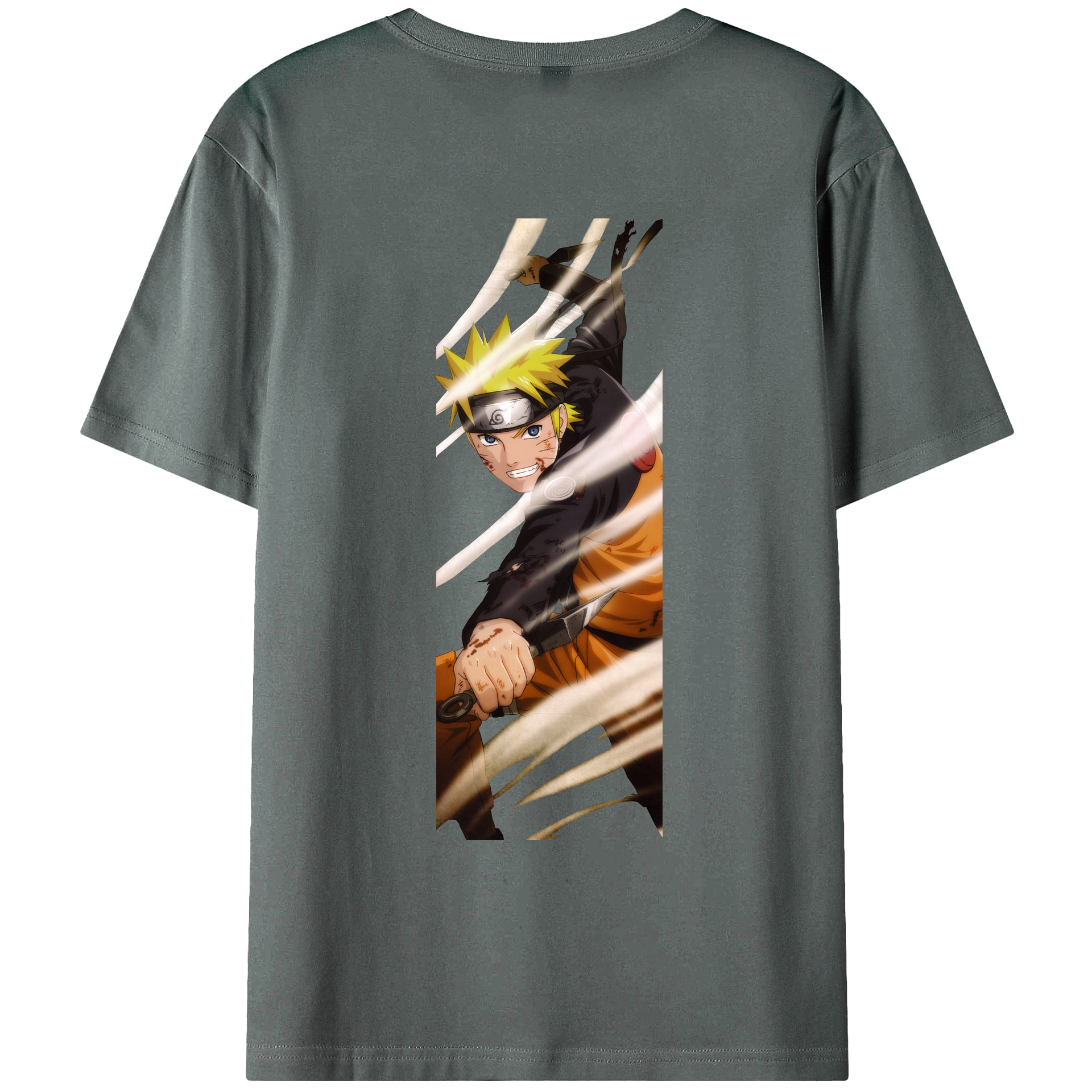 （画像用） NARUTO -ナルト- うずまき ナルト Uzumaki Naruto 綿100％ メンズ半袖Tシャツ（バックプリント） 通気性